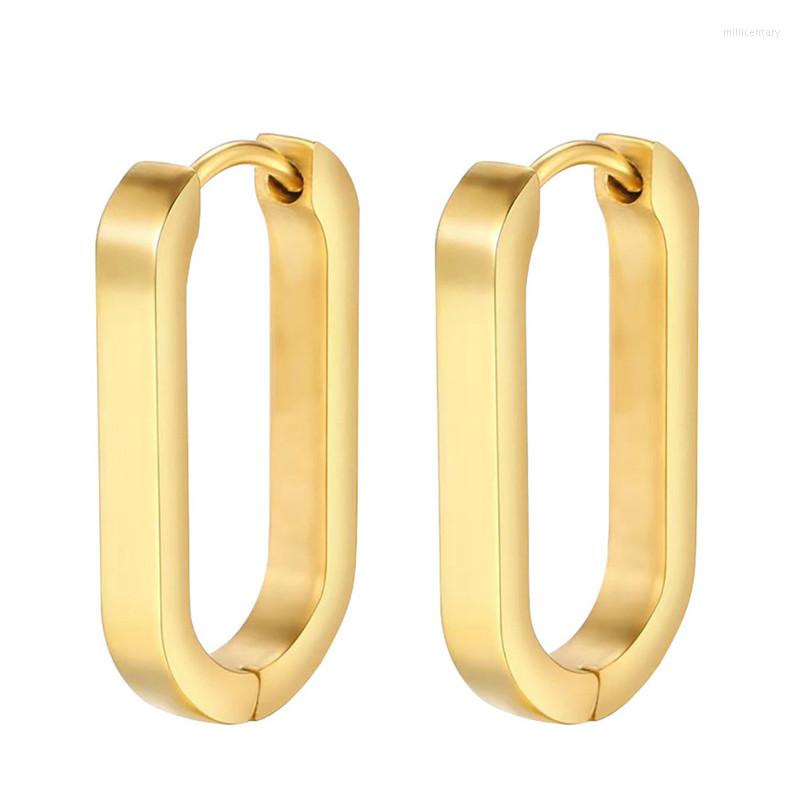 

Hoop Earrings LETAPI Gold Silver Color Stainless Steel Geometric Trendy For Women Men Fashion Gift Party Jewelry