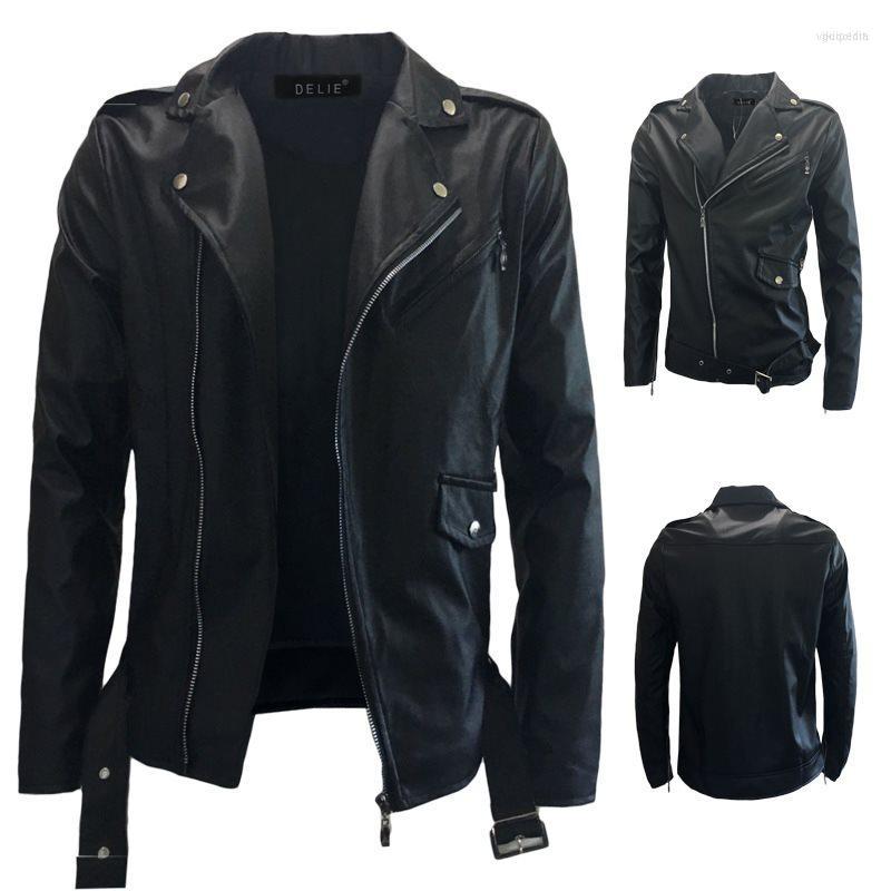 

Men' Jackets Men' Men' Locomotive Slip-collar Slip Zipper Leather Jacket Moto Bike Wind Proof Belt Cool Fashion Youth Coat Drop, Black