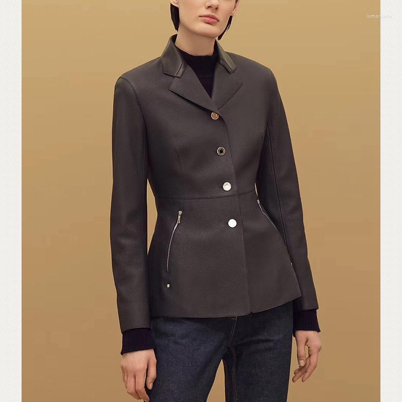 

Women' Leather Women Coats Natural Genuine Sheepskin Windbreaker 2022 Fashion Jackets High Quality H903, Black