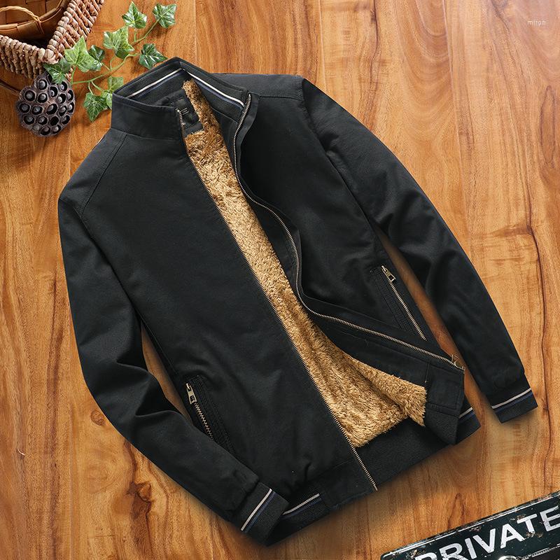 

Men's Jackets 2022 Thick Fleece Mens Pilot Bomber Jacket Warm Male Fashion Baseball Hip Hop Coats Slim Fit Thermal Clothing, Black