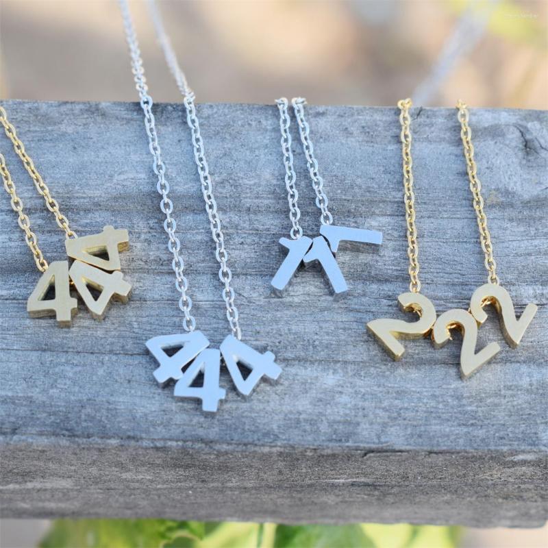 

Choker Delicate Stainless Steel Angel Number 111 222 333 444 777 888 999 Necklace For Women Charms Gold Chain Birthday Gift