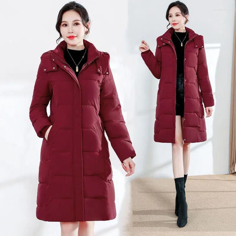 

Women's Trench Coats High-Quality Women's Long Quilted Jacket Winter Cold Warm Down Cotton Jackets Hooded Parka Female Thick Clothing, Khaki