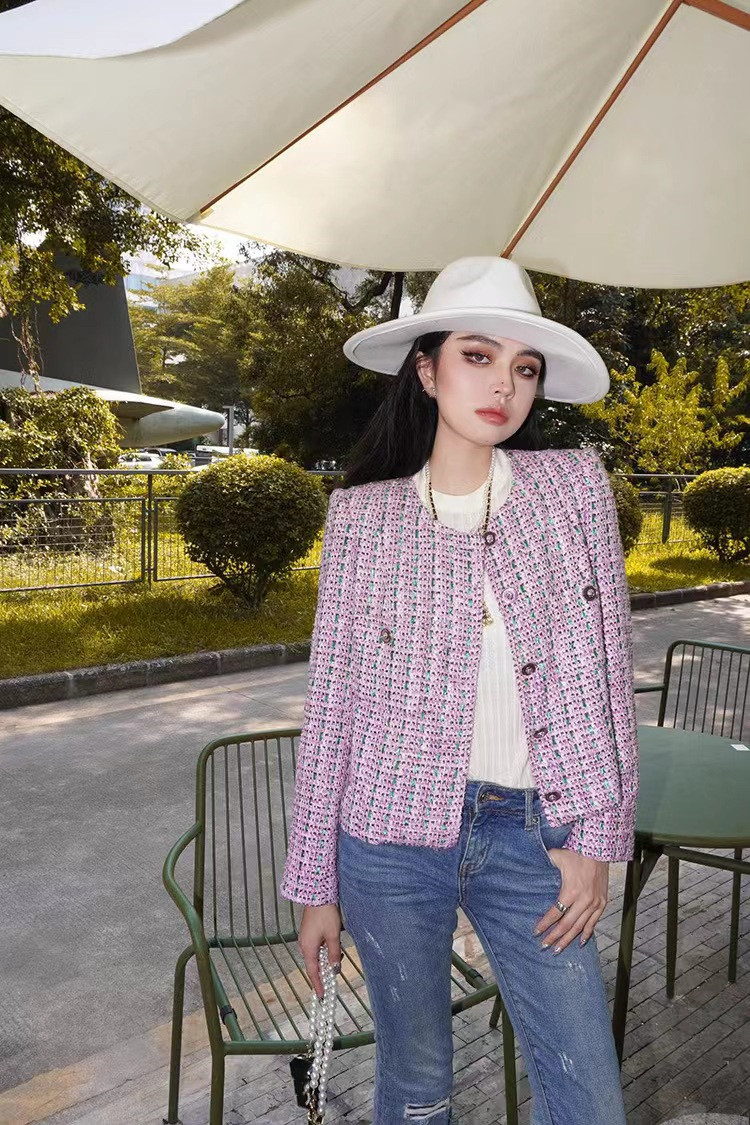 

Chan home New Women's brand jacket Fashion top-grade autumn winter brand classic logo tweed coat overcoat Leisure Spring Coats cardigan Women Christmas Gift, Multi