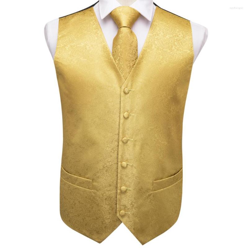 

Men's Vests Vest For Men Gold Suit Floral Waistcoat Slim-Fit Tuxedo Paisley Tie Set Cufflinks Gift Wedding Business Hi-Tie VE-0009, Picture shown