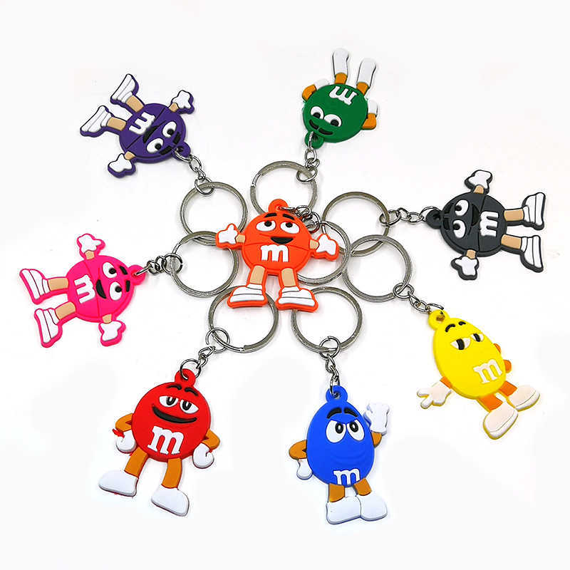 

Fashion keychainsKeychains Lanyards 1PCS PVC arrival keychain colorful Bean cartoon figure key ring funny pattern key-holder trinket kid children birthday gift