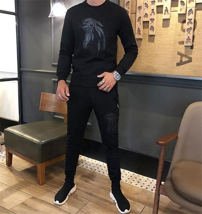 

Men's Tracksuits 2022 Winter Men's Sportswear High Quality Fashion Personality Drilling Suit Design Slim Two-Piece, As shown asian size