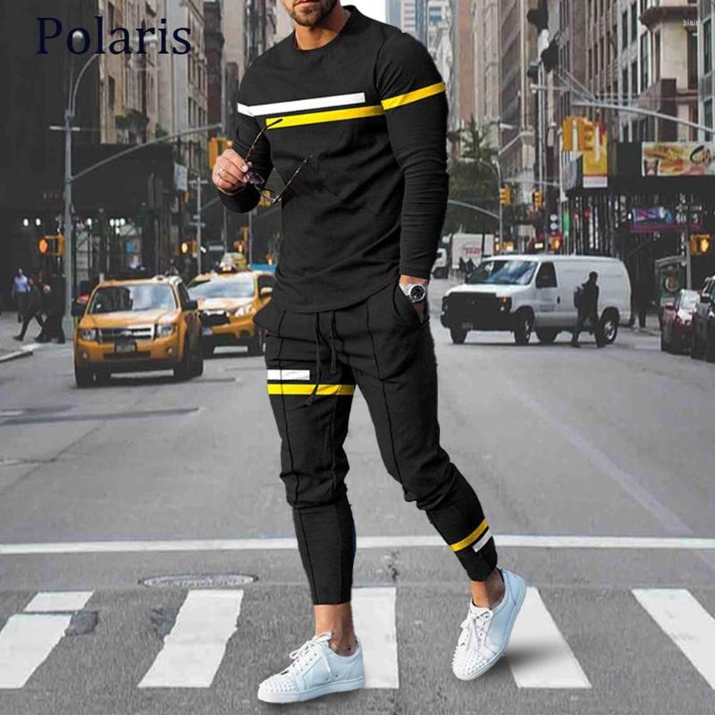 

Men' Tracksuits Autumn Fashiong Soild Color Long Sleeve T Shirt Tracksuit Men Trousers Set Oversized Sweatpants 2 Piece Suit Sportwear