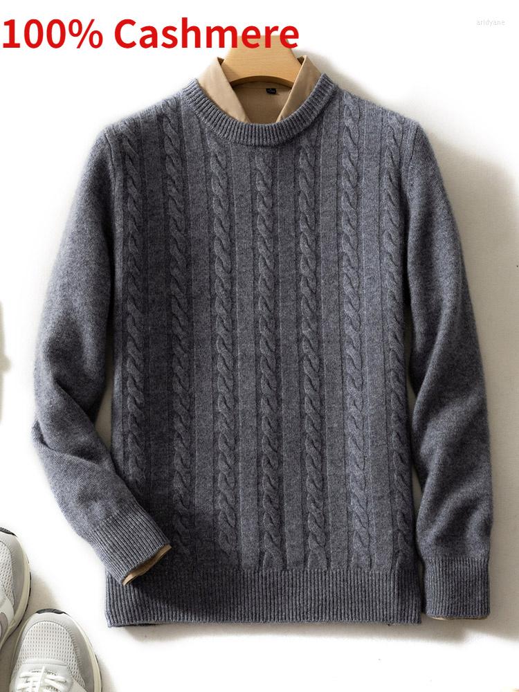 

Men's Sweaters Winter Autumn Arrival Double Fashion Line Thickened Round Neck Cashmere Sweater Men's Casual Pullover Youth Size -3XL, Blue