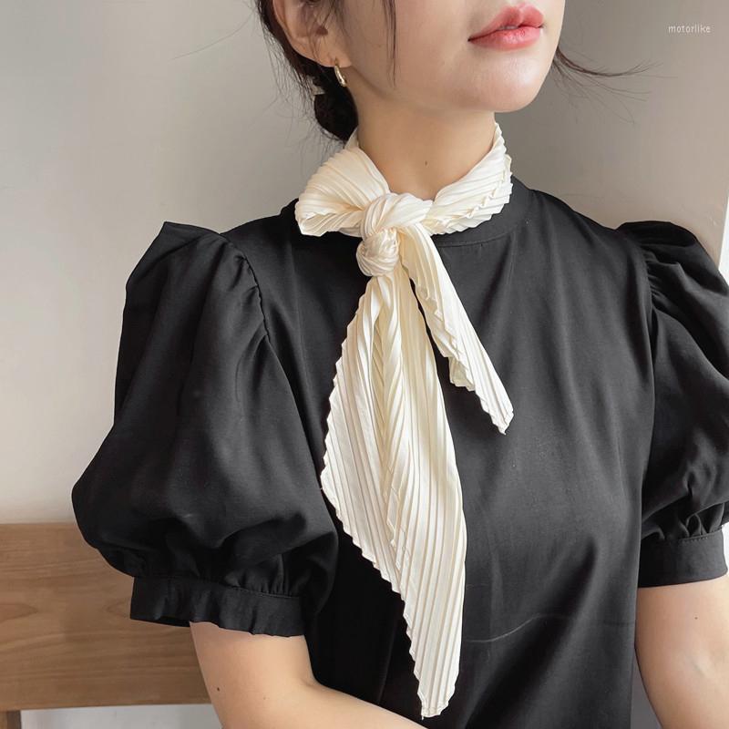 

Scarves Fashion Crinkle Ribbon Silk Scarf Women Satin Neck Tie 10 135cm Korean Hairband Bag Decorative Headscarf 2022
