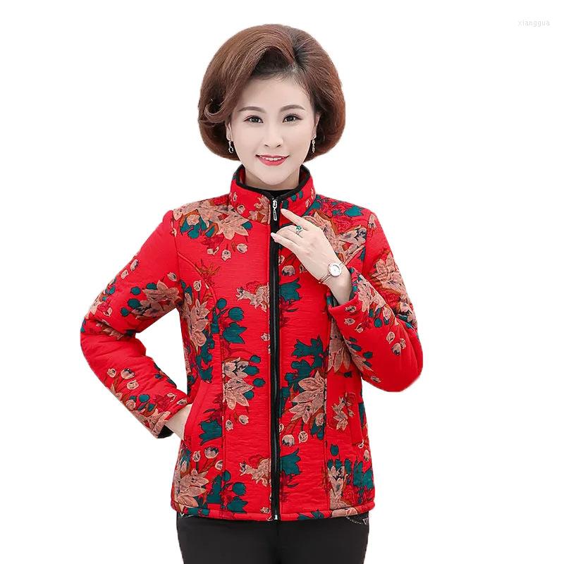 

Women's Trench Coats Middle-Aged Elderly Women's Autumn Winter Cotton Coat Mother's Clothing Short Thin Light Ladies Loose Large, Colour 5