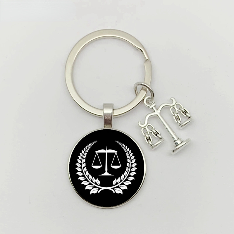 

1 Judge Golden Balance Justice Messenger Men's Keychain High Quality Silver Glass Keychain Men's Gift.