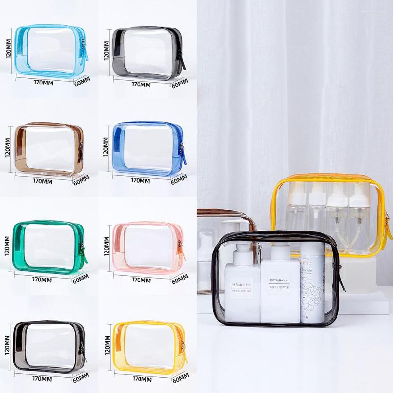 

Cosmetic Bags PVC Bag Lady Transparent Clear Zipper Black Makeup Organizer Travel Bath Wash Make Up Case Toiletry For Girls, Blue