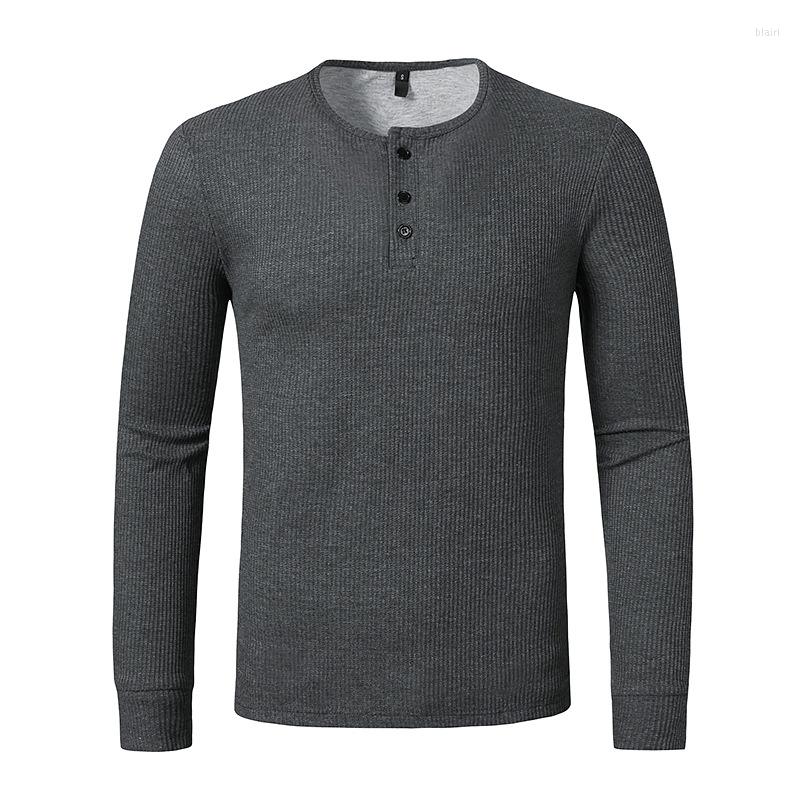 

Men's T Shirts Fashion Waffle Cotton Shirt Men 2022 Brand Casual Slim Fit Henley Long Sleeve T-shirt Autumn Winter Tshirt Male Camisetas, Coffee