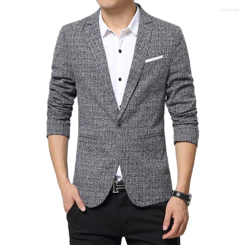 

Men's Suits Fashion Casual Slim Blazer For Men Korean Style Plus Size Jacket Outwear Man Clothing, Gray