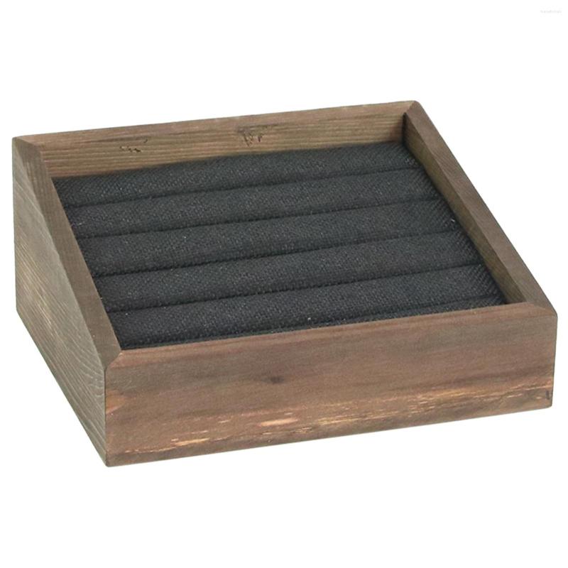 

Jewelry Pouches Wooden Rings Display Stand Showcase Storage Organizer Holder For Show Window Table Lattice Earrings Convenient