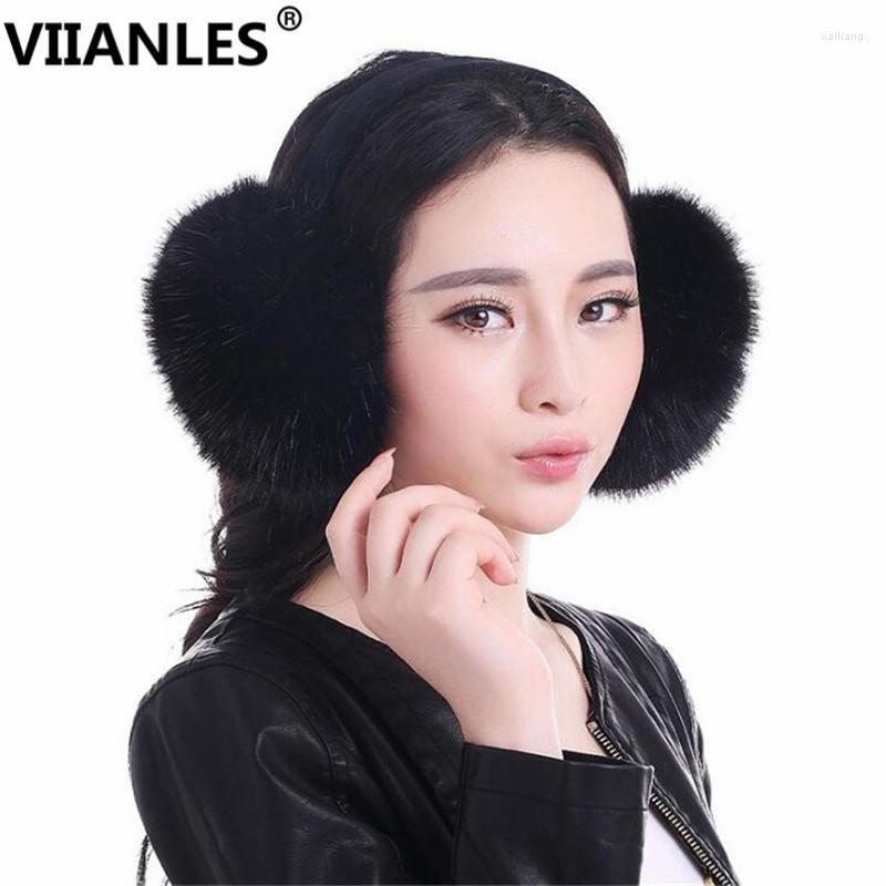

Berets VIIANLES Winder Warm Earmuffs Wool Fashion The Imitation Unisex For Women Girls Earmuff White Black Pink, E004 red