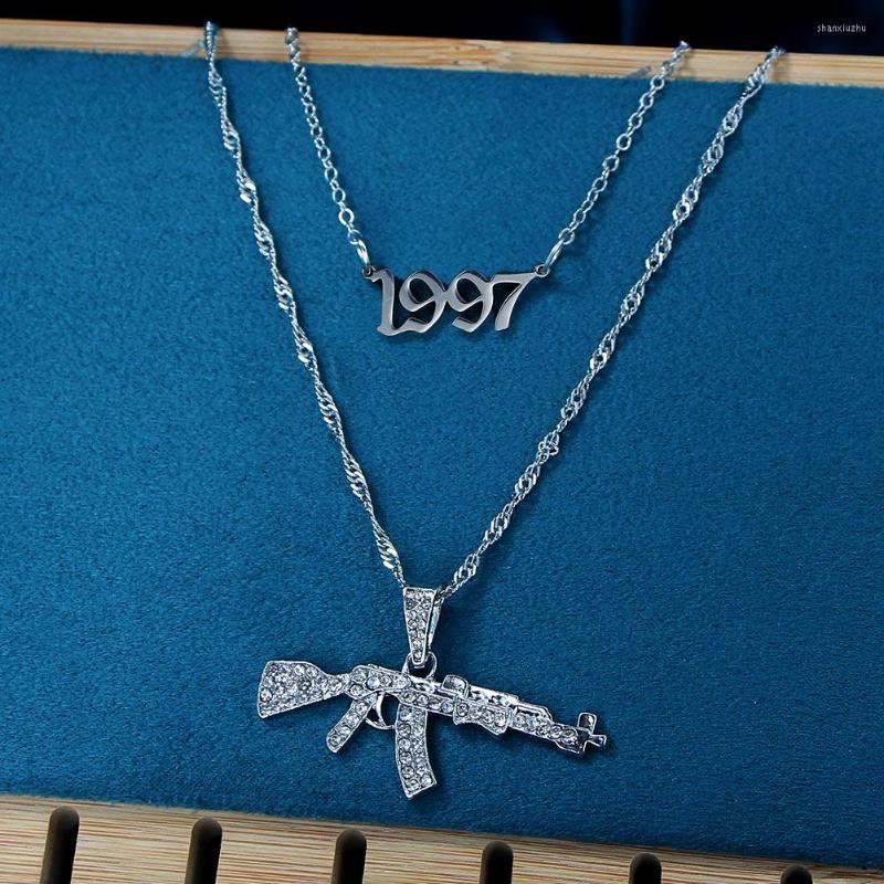 

Chains Boho Silver Color Necklaces For Women Punk Hip Hop Multilayer Gun Years Pendants 2022 Fashion Jewelry Gifts