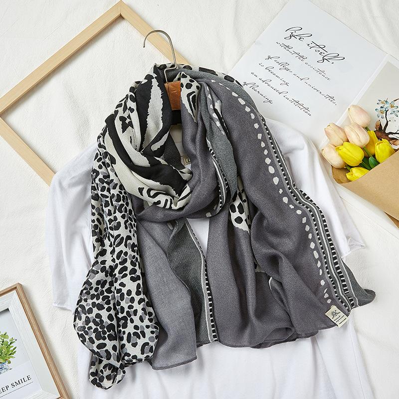 

Scarves Cotton And Linen Scarf Women Korean Dongdaemun Retro Tiger Gray Silk Long Shawl