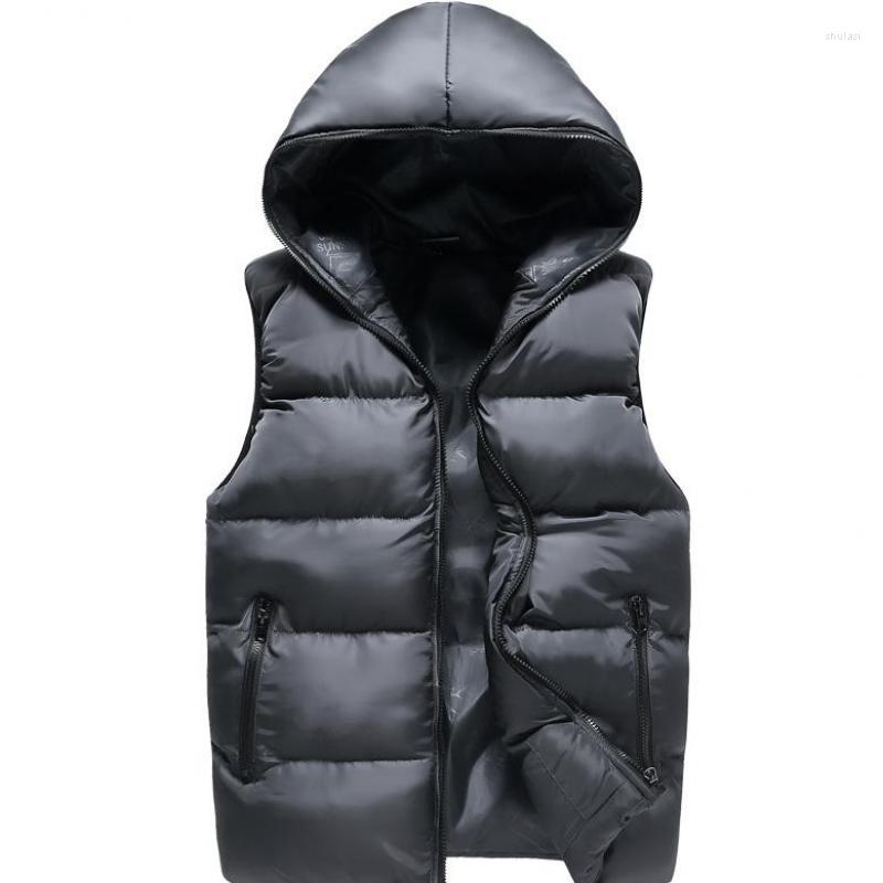 

Men's Vests Man Spring Thick Hooded Down Jackets Male Autumn Warm Parkas Men Winter Gilet, Sky blue