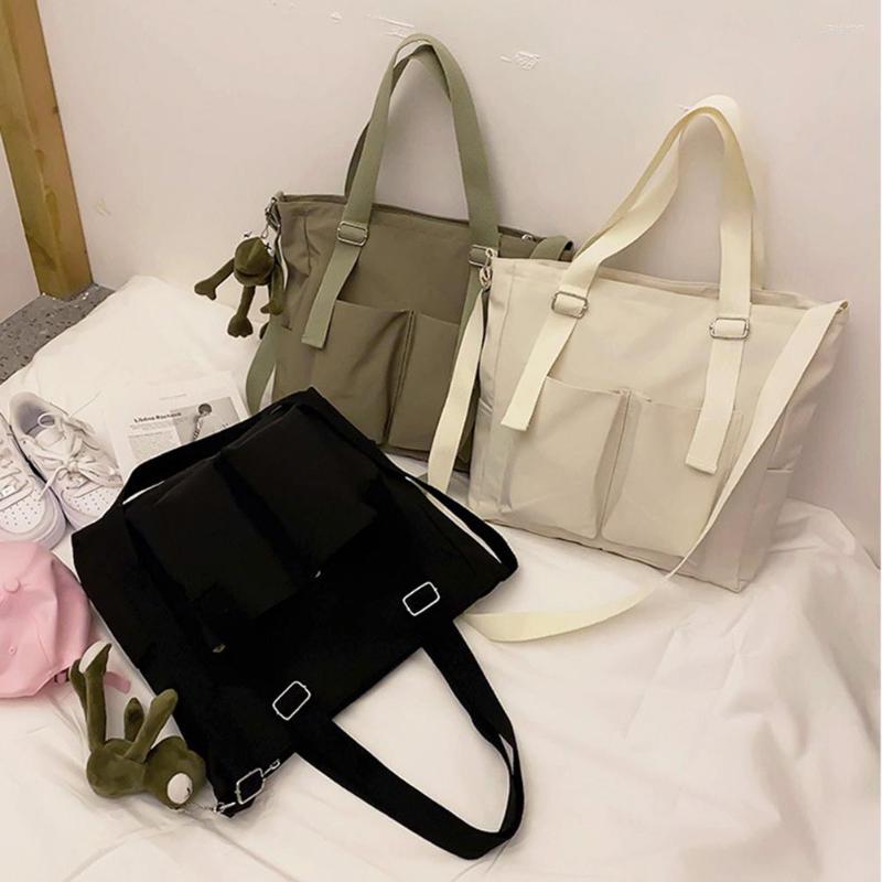 

Evening Bags Fashion Zipper Nylon Handbags Large Capacity Pure Color Female Shoulder Women Outdoor Business Traveling, No pendant