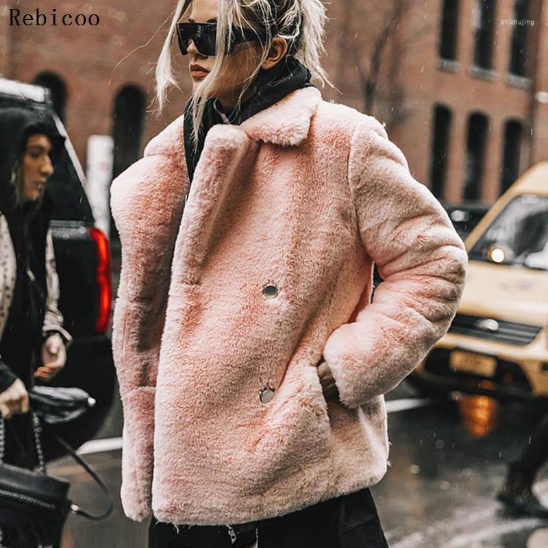 

Women' Fur Thick Faux Winter Jacket And Coats Women Solid Slim Fit Warm Ladies Fake Coat Overcoat, Red