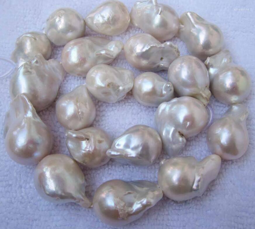 

Chains 15-25mm Natural Baroque White FreshWater Pearl Necklace 18'' 36"