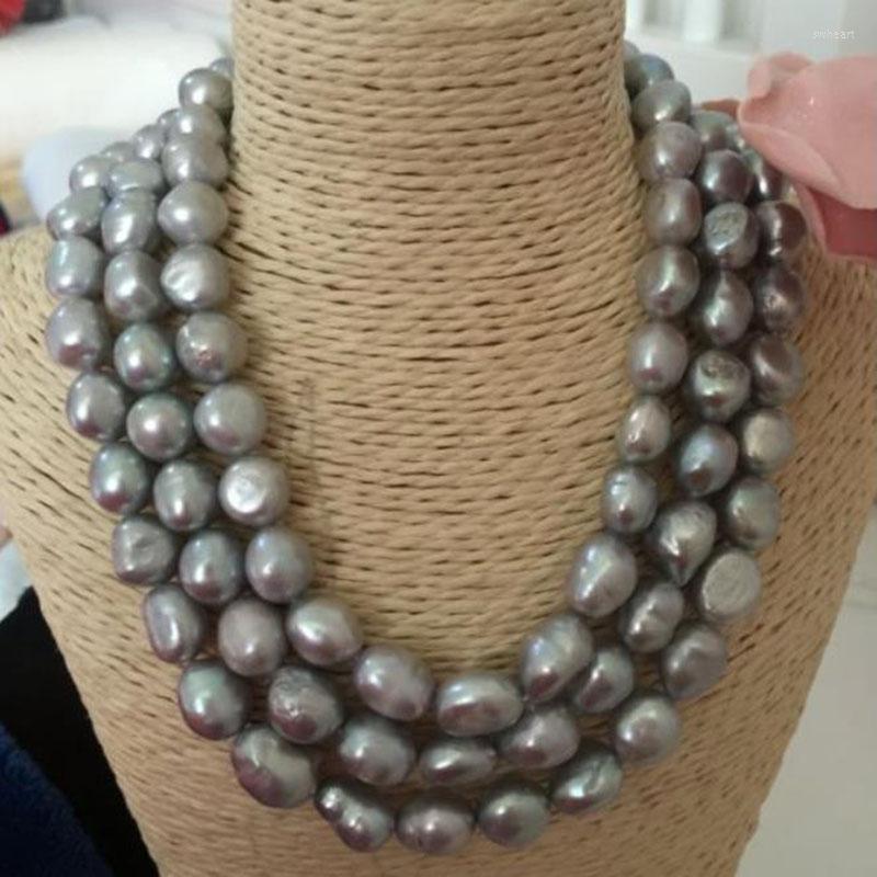 

Chains Stunning 11-12mm Tahitian Baroque Silver Grey Pearl Necklace 38inch 925