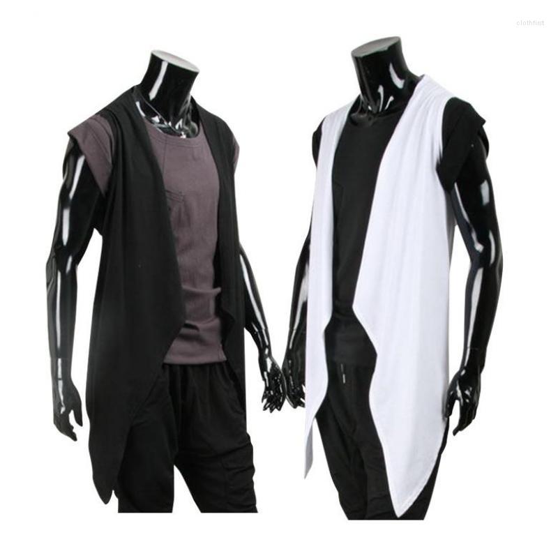 

Men's Vests 2022 Spring Wave Of Men Sleeveless Vest Shawl Long Section Thin Cotton Cardigan, Black