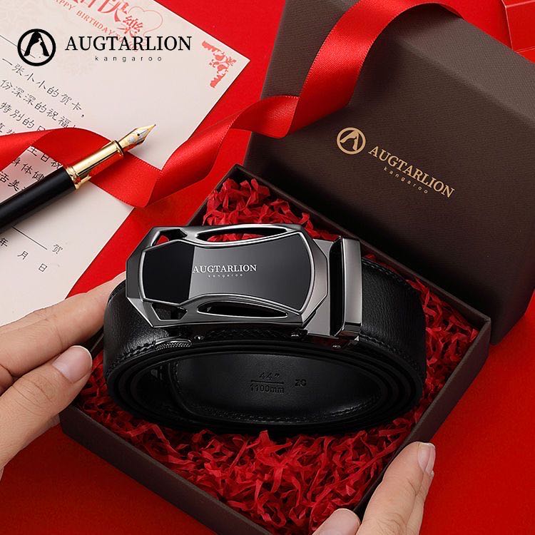 

Augtarlion men's belt head layer cowhide business pin buckle belt hundred trendy casual Korean version, Black