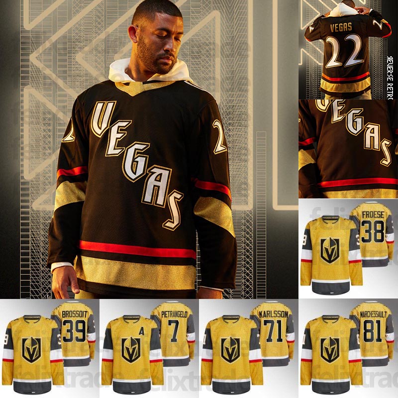 

Vegas 2022-23 2022-23 New Reverse Retro Gold Jersey Golden Knights Mark Stone Jonathan Marchessault Phil Kessel Alex Pietrangelo Jack Eichel William Karlsson, 2022-23 home gold mens s-xxxl