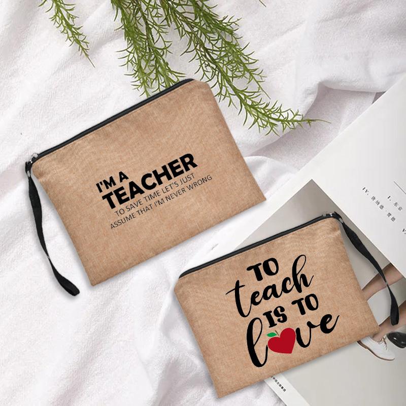 

Cosmetic Bags Thank You Teacher Makeup Bag Love Inspire Organizer Zipper Gift For Customized, 4teac004