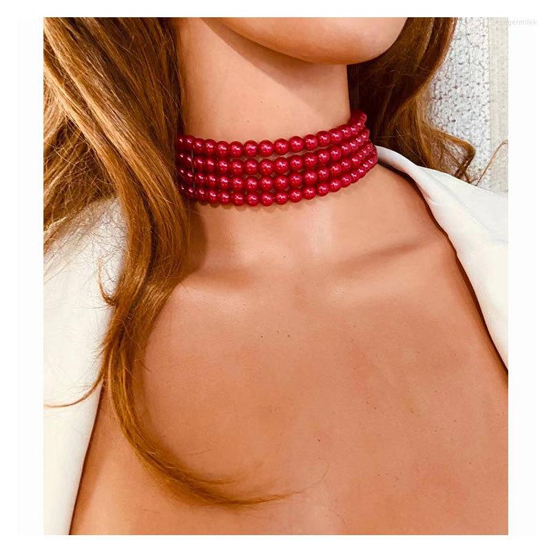 

Choker 2022 European Fashion Jewelry Torques Wide Necklaces Handmade Beaded Multi Layer Pearl Necklace Women Accessories