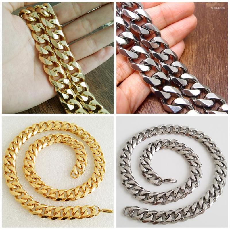 

Chains 15mm 316L Stainless Steel Men's Necklace Cuban Link Chain Gold Silver Color Collar Choker Hip-Hop Boys Jewelry Accessories Gift