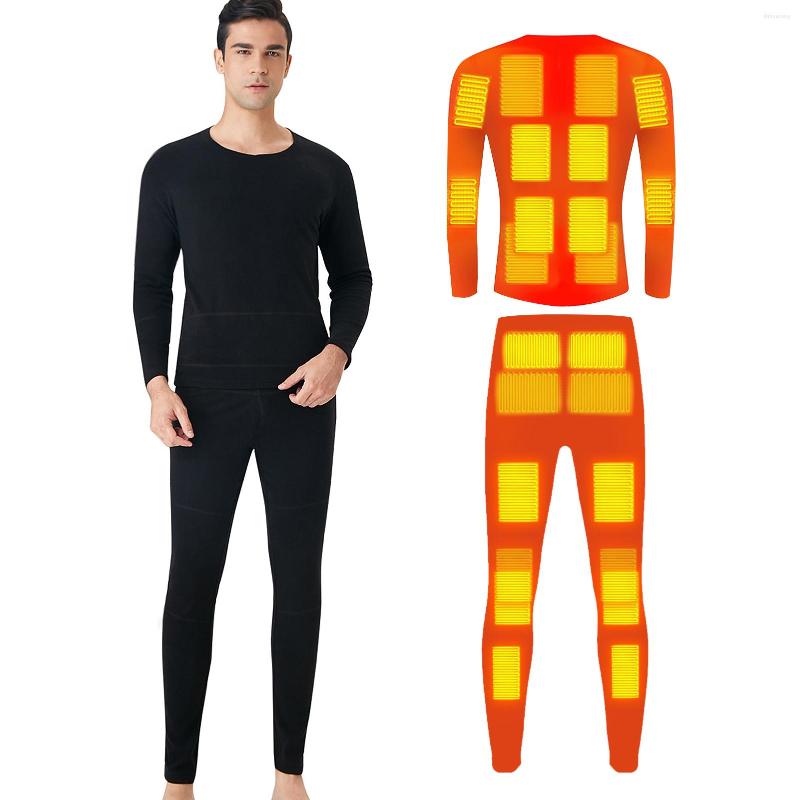 

Racing Jackets 24 Areas Heated Underwear Winter USB Battery Powered Fleece Thermal Smart Phone APP Control Temperature Motorcycle Jacket Set, Black