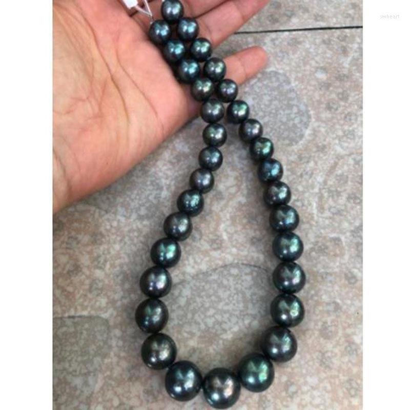 

Chains Stunning Round Huge10-12mm Freshwater Black Green Pearl Necklace 18"925silver