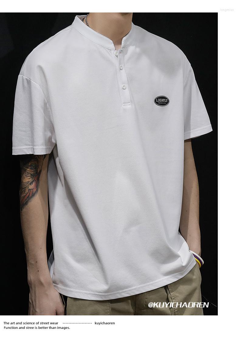 

Men's T Shirts M1713 Letter Print Half Sleeve Round Neck Casual Heavy Cotton Men's Short T-Shirt, Black-1