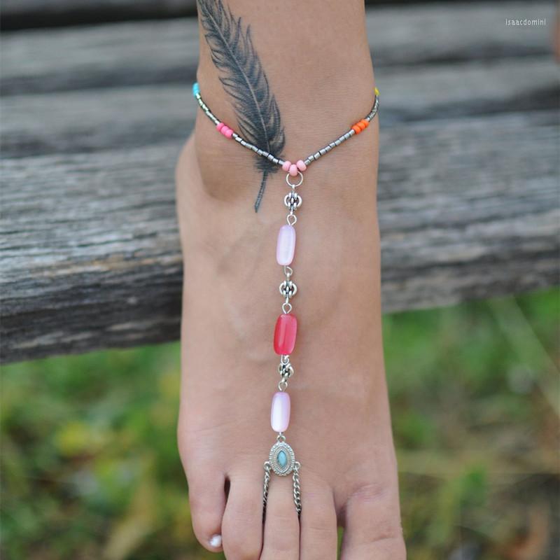 

Anklets 2022 Women Bohemian Colorful Beads Beach Chain Ankle Women's Acrylic Foot Ornaments