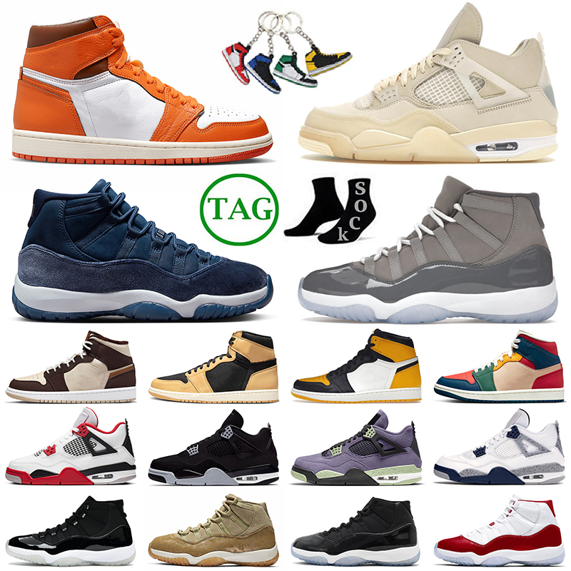 

Sell well 1 4 11 Basketball Shoes Jumpman 1s Women Trainers Sports Offs White 4s 11s Men Midnight Navy Outdoor Starfish Olive Lux Cool Grey Sneakers Military Black 36-47, 36-46 denim
