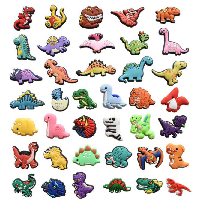 

Wholesale custom PVC dinosaur kids croc shoe charms clog shoes charms accessories