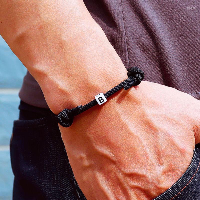 

Charm Bracelets Unique Letter Bracelet For Couple Weave Rope Braslet Lovers Braclet Adjustable Friendship Brazalete Valentine's Day Gift