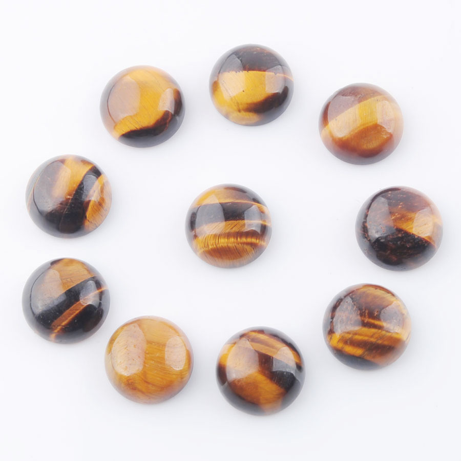 

Natural Tiger's Eye Loose Gemstones 12mm Round Flat Back Cabochon CAB No Hole For Jewelry Making Wholesale U3253