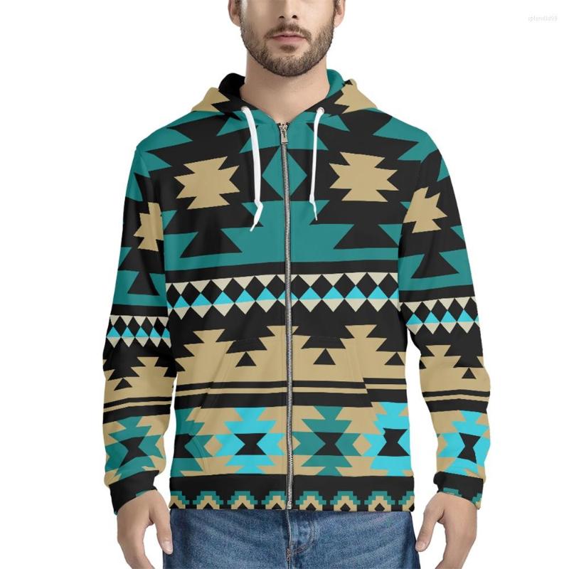 

Men's Hoodies Man Long Sleeved Sweatshirts Amercian Tribal Pattern Full Zip Up Coat Tops Oversized Hoodie Streetwear Men's Jacket, Custom