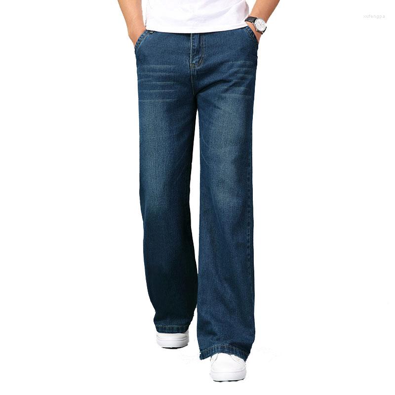 

Men's Jeans Men Winter Plus Velvet Thick Flared Men's Loose Large Size Wide Leg Pants Casual Warm Long -38 40, Black