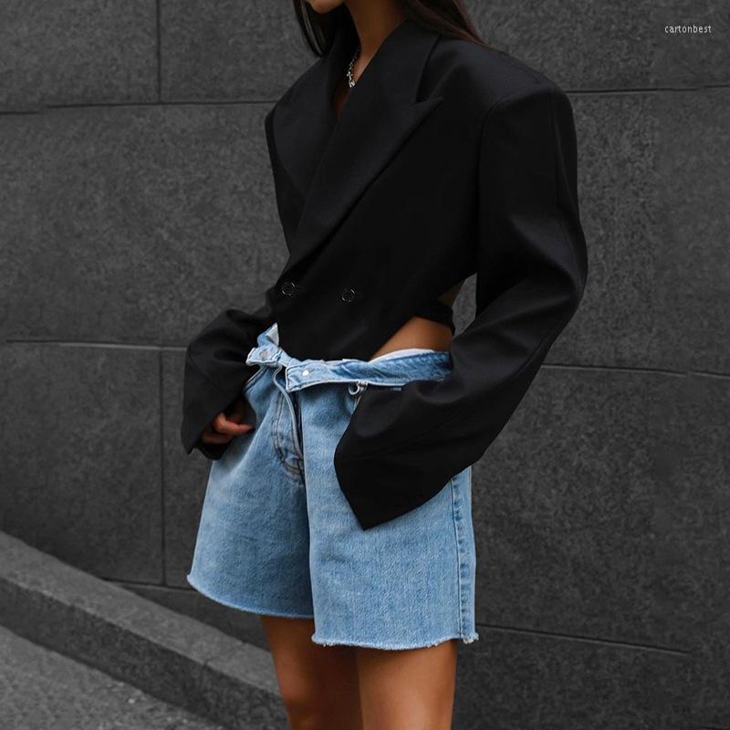 

Women' Suits 2022 Sexy Long Sleeve Cut Out Bodycon Fashion Autumn Shoulder Padded Bodysuits Blazer Women Black Club Partywear Rompers Shirt