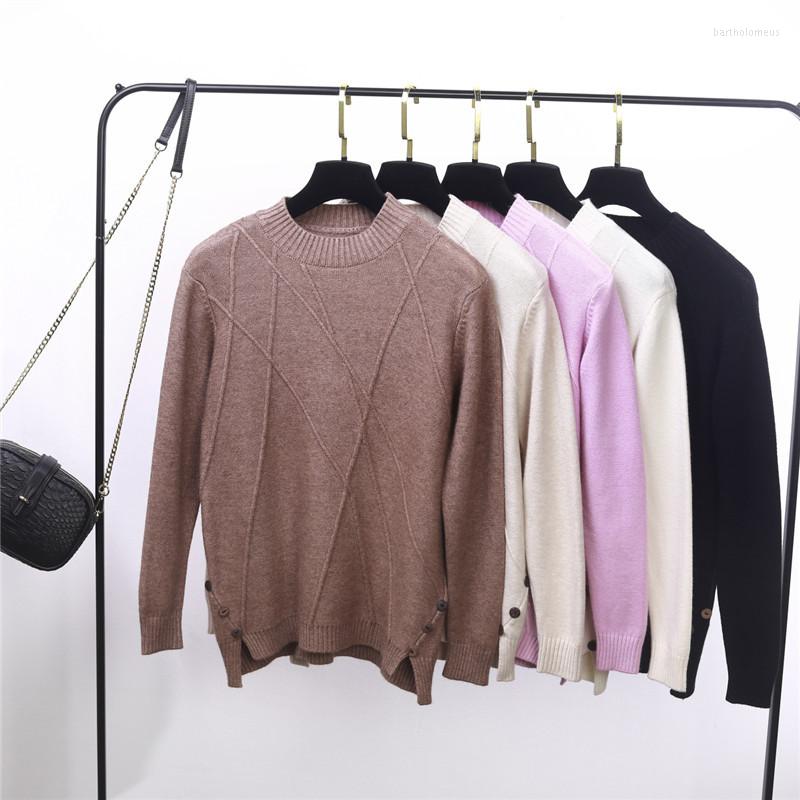 

Women's Sweaters Korean Style Solid Woman Sweater O-neck Mama Basic Long Sleeve Knit Pullover Tops, Brown