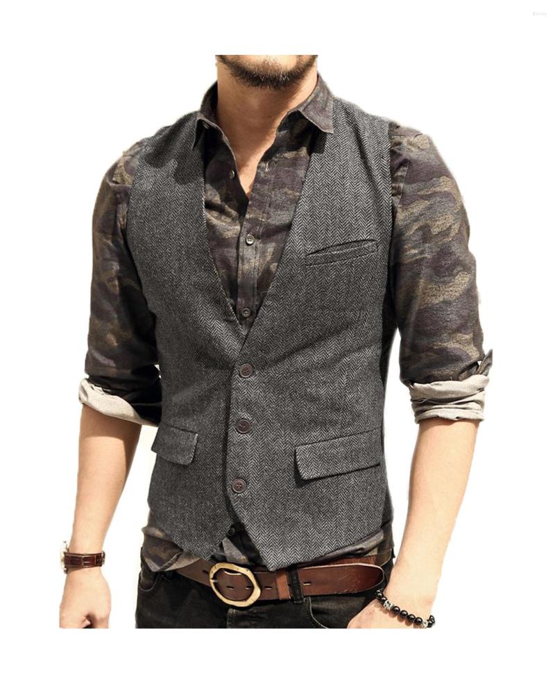 

Men' Vests Men' Vest Retro Herringbone Wool Sleeveless Jacket Suitable For Shopping And Socializing, Brown