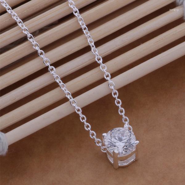 

Pendant Necklaces AN586 Sterling Necklace Fashion Jewelry Transparent Stone /gymappta Bcyajufa Silver Color