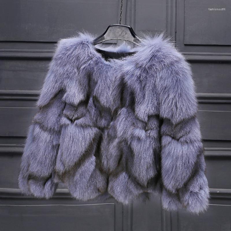 

Women' Fur Coat Women' Young Round Neck Fashion Short Jacket Trendy, Gray