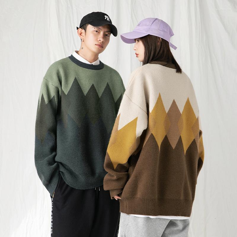 

Men's Sweaters Japan Style Men's Autumn/Winter 2022 Sweater Vintage Ethnic Couple Versatile Loose Knitted Winter Long, Dark brown
