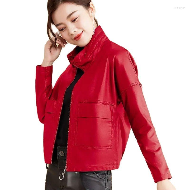 

Women's Leather Haining Women Short Jacket 2022 Female Latest Western Fashion Korean Style Loose Small Trend A417, Black